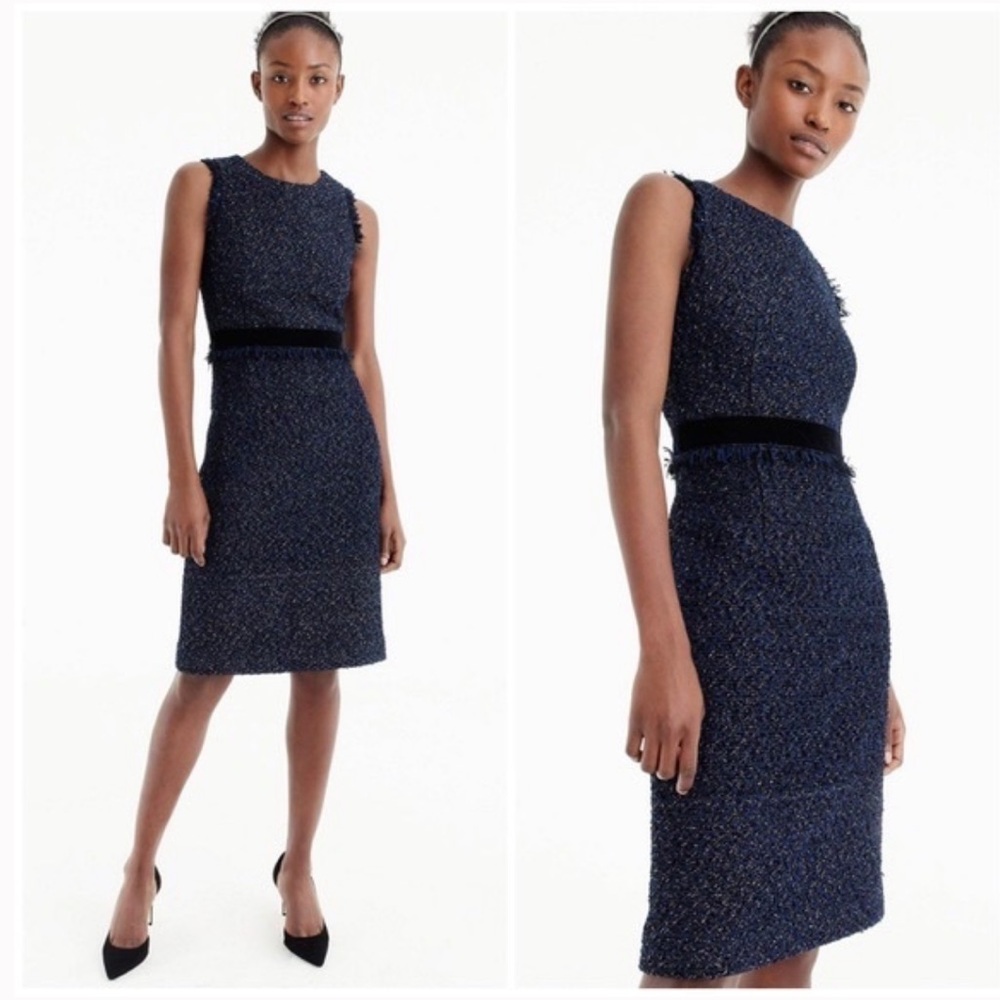 J Crew Metallic Sparkle Tweed Sheath Dress